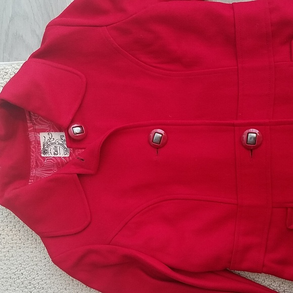 EUC Tulle lipstick red wool blend coat M - Picture 3 of 9